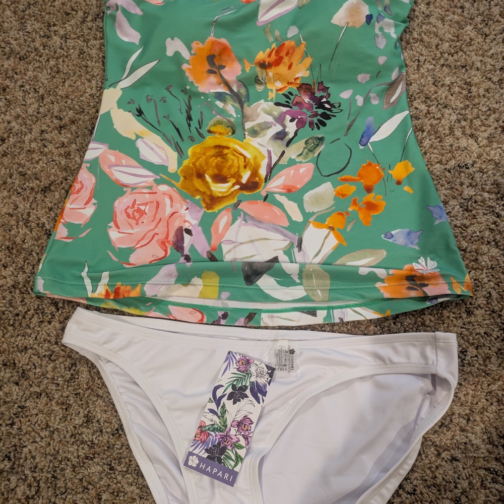 Hapari Floral Tankini with White Bottom